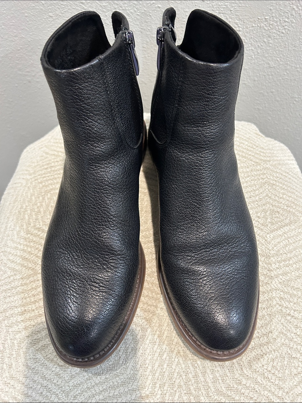 Franco Sarto zippered ankle boots.